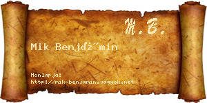 Mik Benjámin névjegykártya